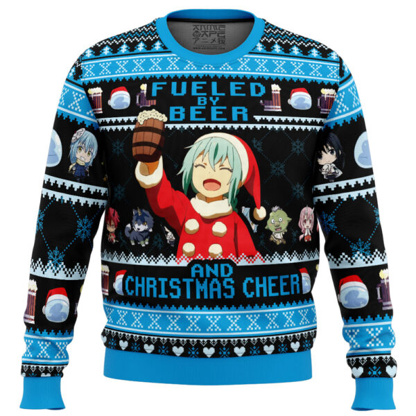 Fueled By Beer That Time I Got Reincarnated as a Slime Gifts For Family Holiday Christmas Ugly Sweater