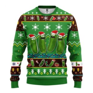 Funny Pickle Rick And Morty Gifts For Family Holiday Christmas Ugly Sweater