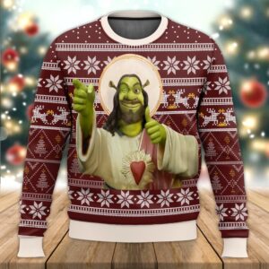 Funny Shrek Jesus Best Holiday Christmas Ugly Sweater Gifts For Family