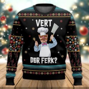 Funny Swedish Chef Vert Der Ferk Gifts For Family Holiday Christmas Ugly Sweater