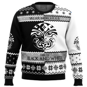 Game of Thrones House Black and White Gifts For Family Holiday Christmas Ugly Sweater