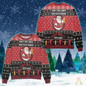 Get Festive with Santa Claus Gifts For Family Holiday Christmas Ugly Sweater for Drinking Fireball Whisky