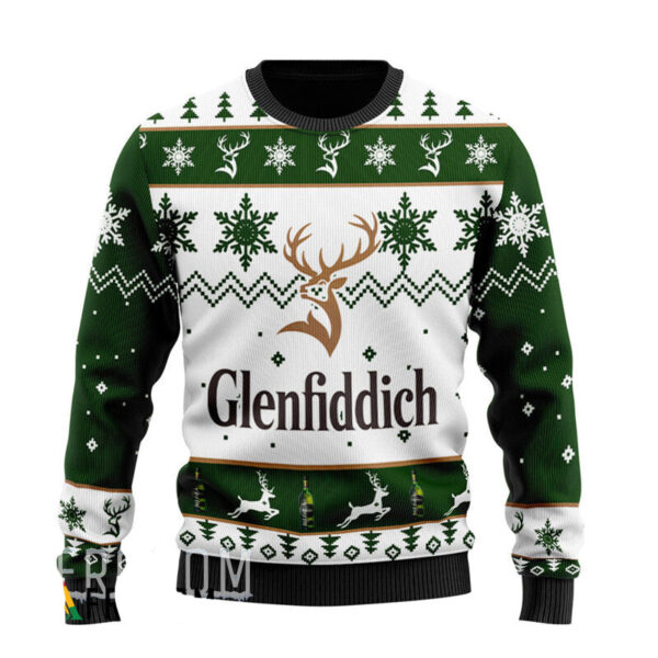 Glenfiddich Whisky Wine 3D Xmas Funny 2024 Holiday Custom And Personalized Idea Christmas Best Holiday Christmas Ugly Sweater Gifts For Family