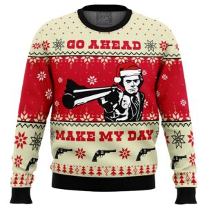 Go Ahead Make My Day Dirty Harry Gifts For Family Holiday Christmas Ugly Sweater