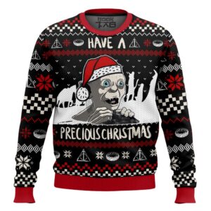 Gollum have a precious Christmas Lord of the Ring Christmas Best Holiday Christmas Ugly Sweater Gifts For Family