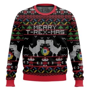 Google Chrome T-Rex XMass Gifts For Family Holiday Christmas Ugly Sweater