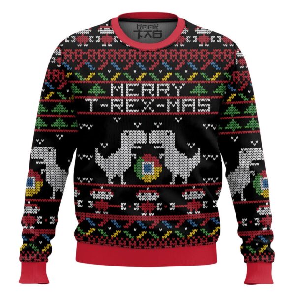 Google Chrome T-Rex XMass Gifts For Family Holiday Christmas Ugly Sweater