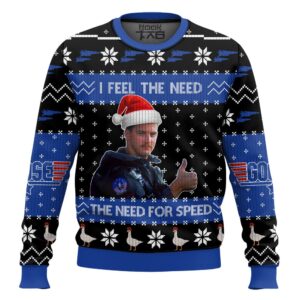 Goose Top Gun I feel the need the need for speed Christmas Best Holiday Christmas Ugly Sweater Gifts For Family