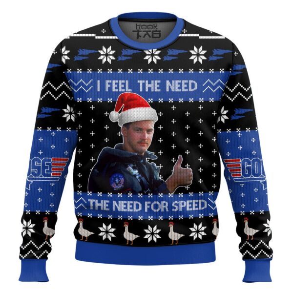 Goose Top Gun I feel the need the need for speed Christmas Best Holiday Christmas Ugly Sweater Gifts For Family