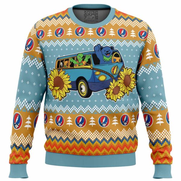 Grateful Dead Bus Grateful Dead Gifts For Family Holiday Christmas Ugly Sweater