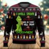 Grinch I Will Drink Fireball Everywhere Best Holiday Christmas Ugly Sweater Gifts For Family