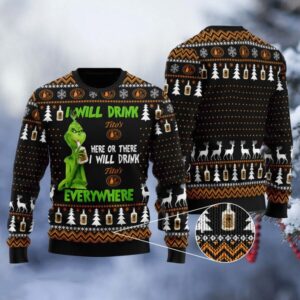 Grinch I Will Drink Tito’s Everywhere Best Holiday Christmas Ugly Sweater Gifts For Family