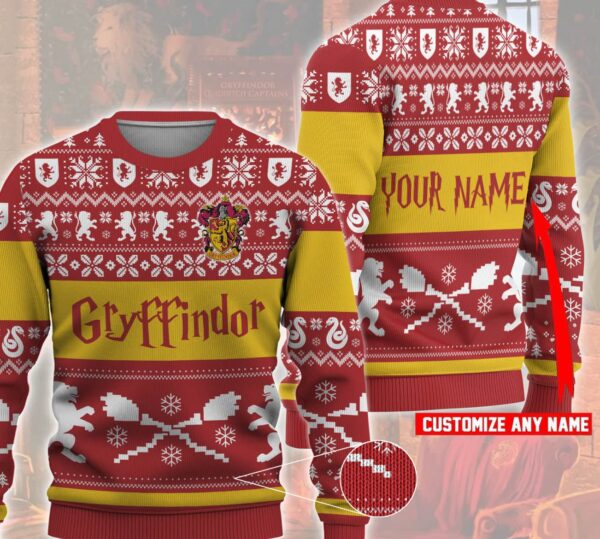 Gryffindor Harry Potter Personalized Gifts For Family Holiday Christmas Ugly Sweater