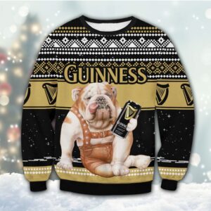 Guinness Bulldog Best Holiday Christmas Ugly Sweater Gifts For Family