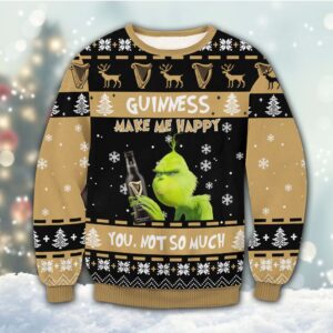 Guinness Grinch Happy Best Holiday Christmas Ugly Sweater Gifts For Family