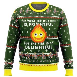 Howl’s Moving Castle Calcifer Fire is so Delightful Gifts For Family Holiday Christmas Ugly Sweater