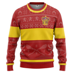 Harry Potter Gryffindor Ugly Christmas Edition Custom Best Holiday Christmas Ugly Sweater Gifts For Family