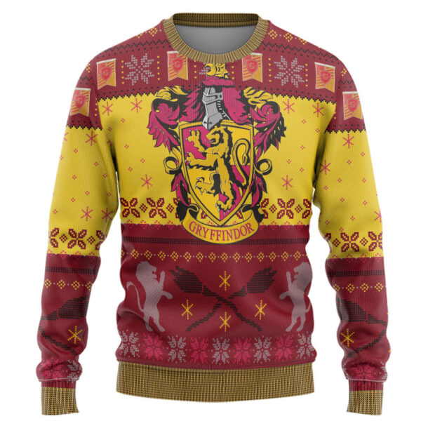 Harry Potter Gryffindor Ugly Christmas Ver 2 Custom Best Holiday Christmas Ugly Sweater Gifts For Family