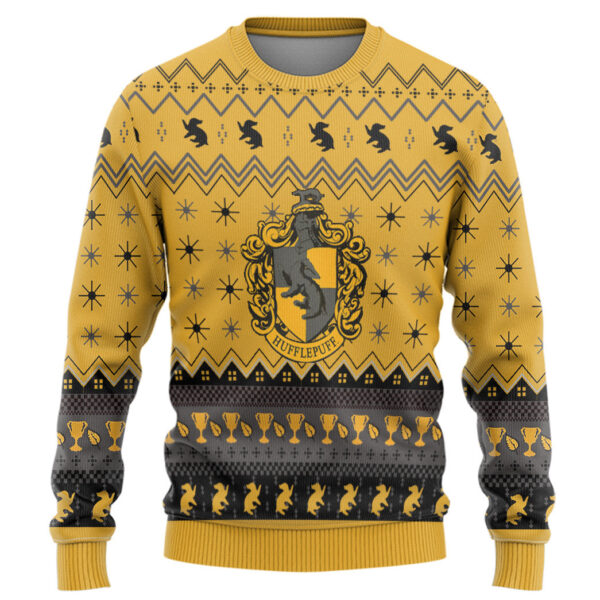 Harry Potter Hufflepuff Holiday Ugly Christmas Custom Best Holiday Christmas Ugly Sweater Gifts For Family