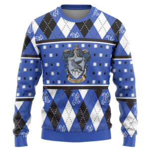 Harry Potter Ravenclaw Crest Holiday Ugly Christmas Custom Best Holiday Christmas Ugly Sweater Gifts For Family