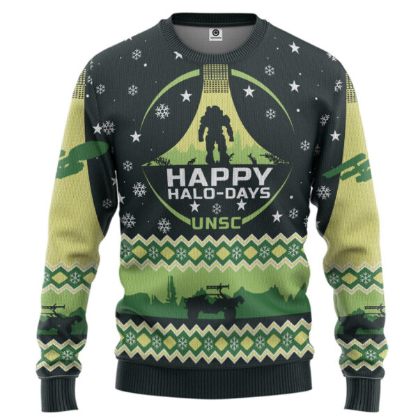 Halo Happy Halo Days Ugly Christmas Custom Best Holiday Christmas Ugly Sweater Gifts For Family