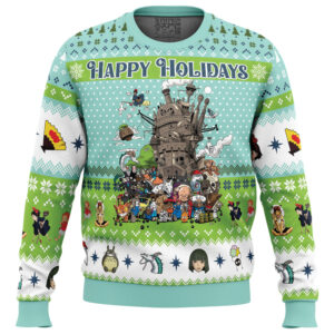 Happy Holidays Studio Ghibli Gifts For Family Holiday Christmas Ugly Sweater