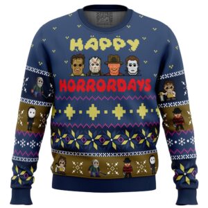 Happy Horrordays Halloween Gifts For Family Holiday Christmas Ugly Sweater