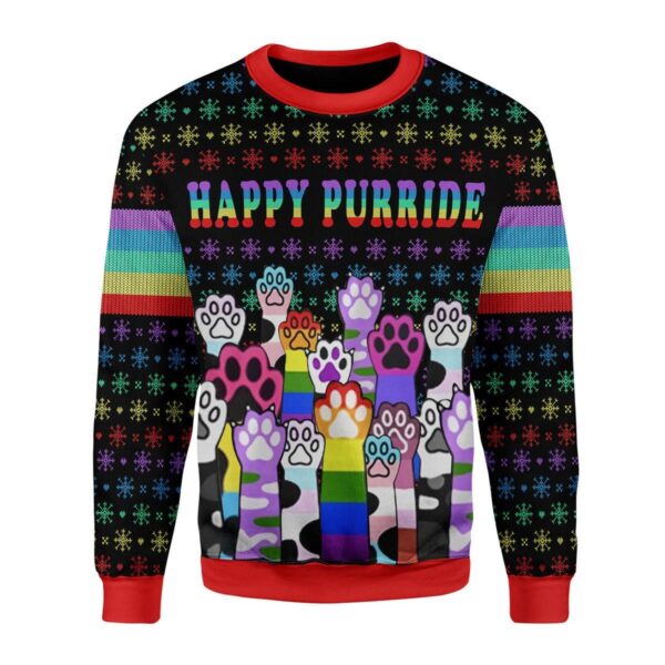 Happy Purride LGBT Best Gifts For Family For Holiday Christmas Ugly Sweater