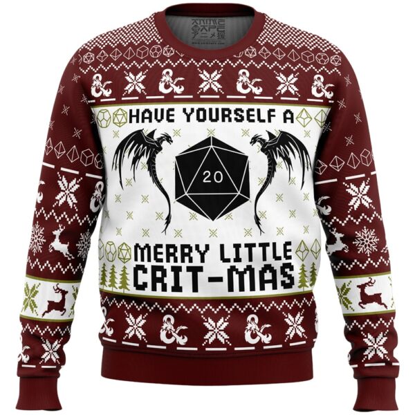 Have Yourself A Merry Little Crit-Mas Dungeons and Dragons Gifts For Family Holiday Christmas Ugly Sweater