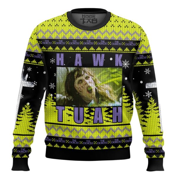 Hawk Tuah The Exorcist Horror Best Holiday Christmas Ugly Sweater Gifts For Family