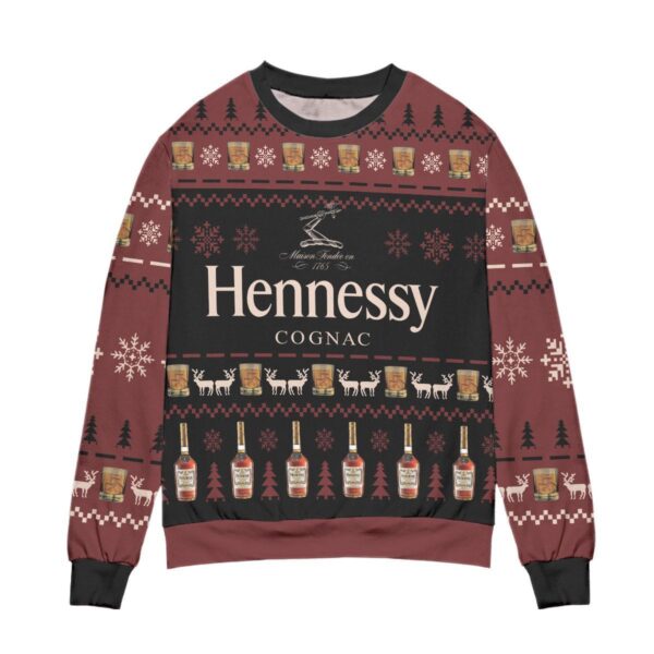 Hennessy Cognac Snowflake Pattern Gifts For Family Holiday Christmas Ugly Sweater