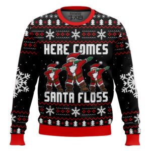 Here Comes Santa Floss Santa Claus Best Holiday Christmas Ugly Sweater Gifts For Family