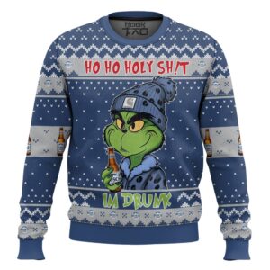 Ho Ho Holy Shit Im Drunk Busch Light Grinch Best Holiday Christmas Ugly Sweater Gifts For Family