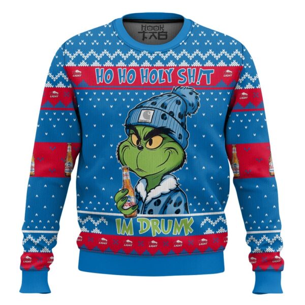 Ho Ho Holy Shit Im Drunk Coors Light Grinch Best Holiday Christmas Ugly Sweater Gifts For Family