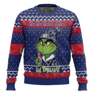 Ho Ho Holy Shit Im Drunk Pabst Blue Ribbon Grinch Best Holiday Christmas Ugly Sweater Gifts For Family