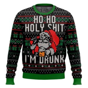 Ho Ho Holy Shit I’m Drunk Santa Claus Best Holiday Christmas Ugly Sweater Gifts For Family