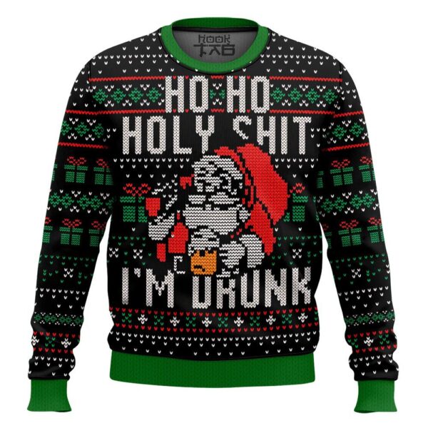 Ho Ho Holy Shit I’m Drunk Santa Claus Best Holiday Christmas Ugly Sweater Gifts For Family