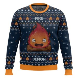 Howl’s Moving Castle Calcifer Christmas Best Holiday Christmas Ugly Sweater Gifts For Family