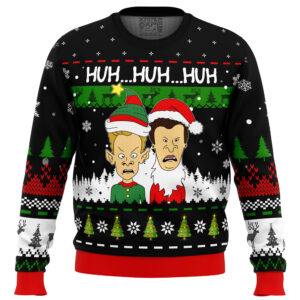 Huh Huh Huh Beavis and Butthead Gifts For Family Holiday Christmas Ugly Sweater