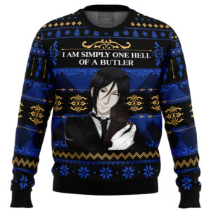 I Am Simply One Hell Of A Butler Black Butler Gifts For Family Holiday Christmas Ugly Sweater