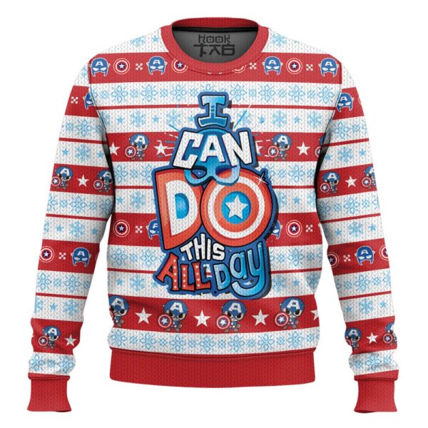 I Can Do This All Day Captain America Best Holiday Christmas Ugly Sweater Gifts For Family