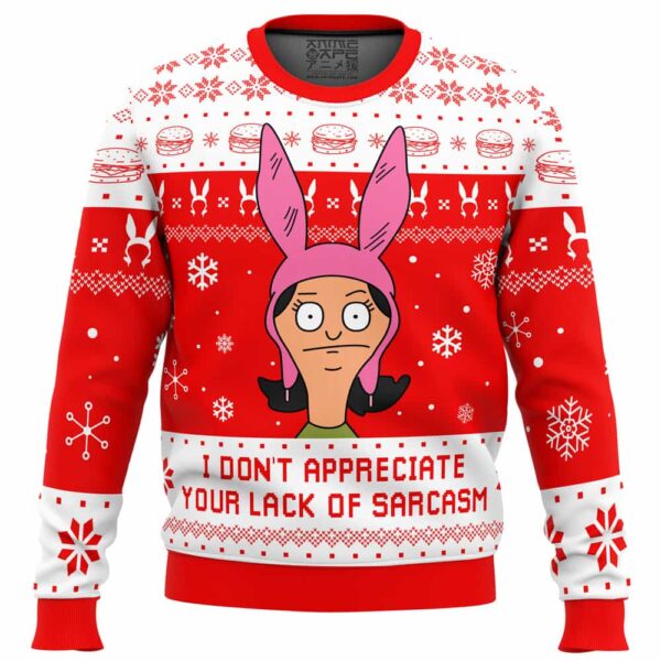 I Dont Appreciate Your Lack of Sarcasm Bob’s Burgers Gifts For Family Holiday Christmas Ugly Sweater