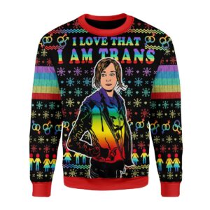 I Love That I Am Trans Best Gifts For Family For Holiday Christmas Ugly Sweater