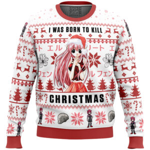 I was Born to Kill Christmas Elfen Lied Gifts For Family Holiday Christmas Ugly Sweater