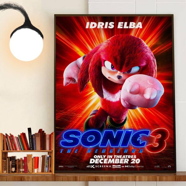 Idris Elba As Knuckles The Echidna In Sonic The Hedgehog 3 Official Poster Release December 20th 2024 Home Decor Poster Canvas