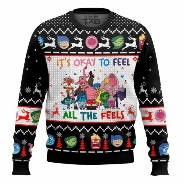 Its Okay To Feel All The Feels Inside Out Best Holiday Christmas Ugly Sweater Gifts For Family