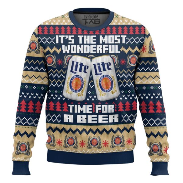 Its the Most Wonderful time for a Miller Lite Best Holiday Christmas Ugly Sweater Gifts For Family