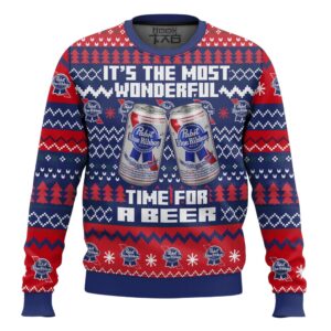 Its the Most Wonderful time for a Pabst Blue Ribbon Best Holiday Christmas Ugly Sweater Gifts For Family