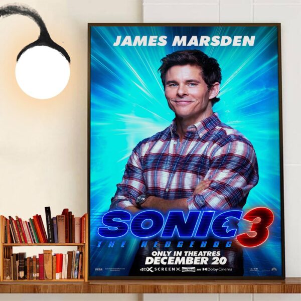 James Marsden As Tom Wachowski In Sonic The Hedgehog 3 Official Poster Release December 20th 2024 Home Decor Poster Canvas