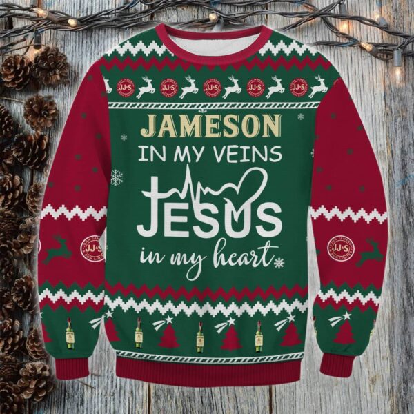 Jameson In My Vein Best Holiday Christmas Ugly Sweater Gifts For Family